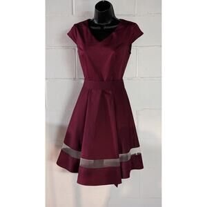 Gardenwed Fit Flare Dress V Neck Sleeveless Cap Sleeve A Line Retro Style Small